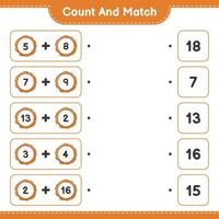 Count and match, count the number of Cookie and match with the right numbers. Educational children game, printable worksheet, vector illustration