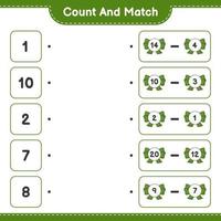 Count and match, count the number of Ribbon and match with the right numbers. Educational children game, printable worksheet, vector illustration