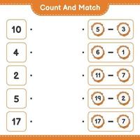 Count and match, count the number of Cookie and match with the right numbers. Educational children game, printable worksheet, vector illustration