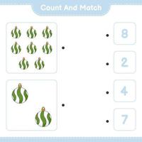 Count and match, count the number of Christmas Ball and match with the right numbers. Educational children game, printable worksheet, vector illustration