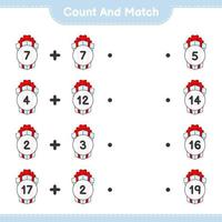 Count and match, count the number of Gift Box and match with the right numbers. Educational children game, printable worksheet, vector illustration