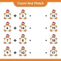 Count and match, count the number of Gingerbread Man and match with the right numbers. Educational children game, printable worksheet, vector illustration