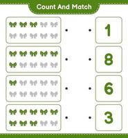 Count and match, count the number of Ribbon and match with the right numbers. Educational children game, printable worksheet, vector illustration