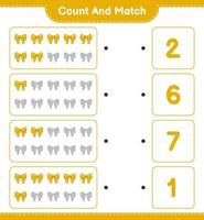 Count and match, count the number of Ribbon and match with the right numbers. Educational children game, printable worksheet, vector illustration