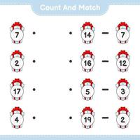 Count and match, count the number of Gift Box and match with the right numbers. Educational children game, printable worksheet, vector illustration