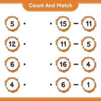 Count and match, count the number of Cookie and match with the right numbers. Educational children game, printable worksheet, vector illustration