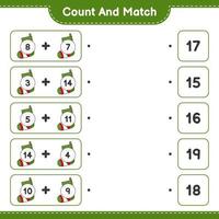 Count and match, count the number of Christmas Sock and match with the right numbers. Educational children game, printable worksheet, vector illustration