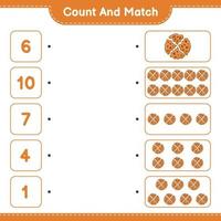 Count and match, count the number of Cookie and match with the right numbers. Educational children game, printable worksheet, vector illustration