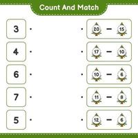 Count and match, count the number of Christmas Tree and match with the right numbers. Educational children game, printable worksheet, vector illustration