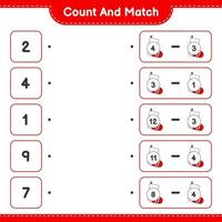 Count and match, count the number of Christmas Sock and match with the right numbers. Educational children game, printable worksheet, vector illustration