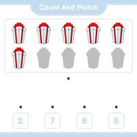 Count and match, count the number of Gift Box and match with the right numbers. Educational children game, printable worksheet, vector illustration