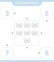 Count and match, count the number of Ribbon and match with the right numbers. Educational children game, printable worksheet, vector illustration