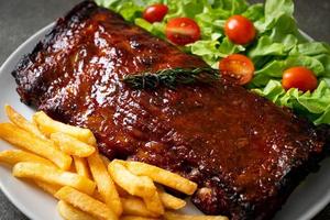 grilled and barbecue ribs pork photo