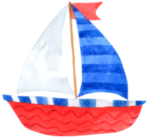 dessin animé aquarelle de bateau