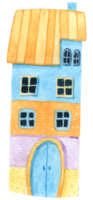 tecknade hus akvarell png