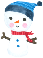 muñeco de nieve acuarela dibujos animados lindo png
