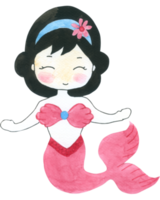 sirena acuarela dibujos animados lindo png