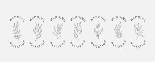 Wedding logos, hand drawn elegant, delicate monogram collection. vector