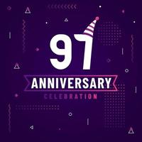 97 years anniversary greetings card, 97 anniversary celebration background free vector. vector