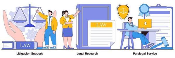 Litigation Support, Legal Research, and Paralegal Services Illustrated Pack vector