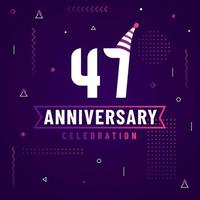 47 years anniversary greetings card, 47 anniversary celebration background free vector. vector