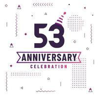 53 years anniversary greetings card, 53 anniversary celebration background free vector. vector