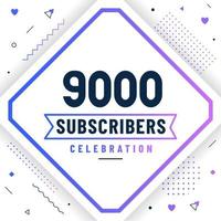 Thank you 9000 subscribers, 9K subscribers celebration modern colorful design. vector