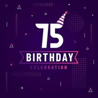 75 years birthday greetings card, 75 birthday celebration background free vector.