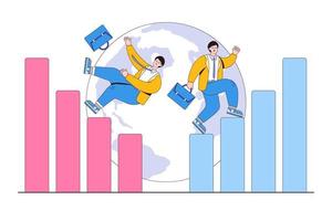 Improve after failure construct stair to success, challenge and ambition to never give up, and learn to fail as path to achieve goal concepts. Businessman fall down and walking up graph to success vector
