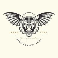 biker template logo with bull's head and smoky wings. vector