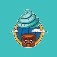 Character vector illustration Cake shop with hot air balloon theme.