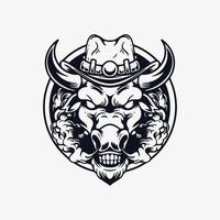 bull head character template logo vector