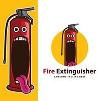 Illustration fire extinguisher character logo. vector