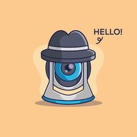 Robot camera character vector illustration with detective theme.