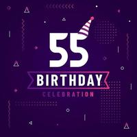 55 years birthday greetings card, 55 birthday celebration background free vector. vector