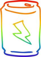 rainbow gradient line drawing cartoon can of energy drink vector