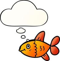 cartoon fish and thought bubble in smooth gradient style vector