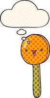 cartoon lollipop and thought bubble in comic book style vector