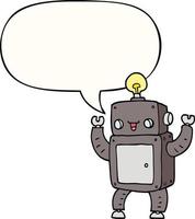 cartoon happy robot and speech bubble vector