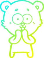 cold gradient line drawing laughing teddy  bear cartoon vector