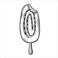 Ice cream on a stick line art sketch. Vector illustration