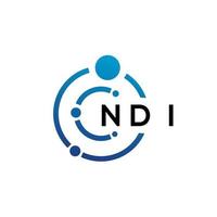 NDI letter technology logo design on white background. NDI creative initials letter IT logo concept. NDI letter design. vector