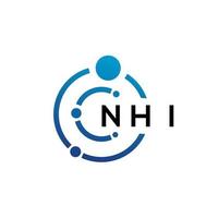 NHI letter technology logo design on white background. NHI creative initials letter IT logo concept. NHI letter design. vector