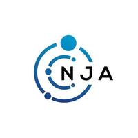 NJA letter technology logo design on white background. NJA creative initials letter IT logo concept. NJA letter design. vector