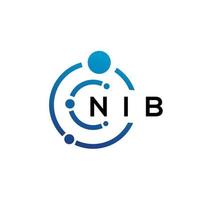 NIB letter technology logo design on white background. NIB creative initials letter IT logo concept. NIB letter design. vector