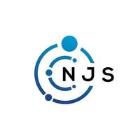 NJS letter technology logo design on white background. NJS creative initials letter IT logo concept. NJS letter design. vector