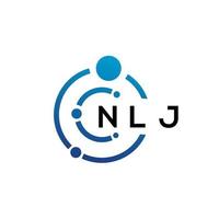 NLJ letter technology logo design on white background. NLJ creative initials letter IT logo concept. NLJ letter design. vector