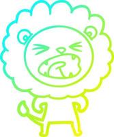 cold gradient line drawing cartoon angry lion vector