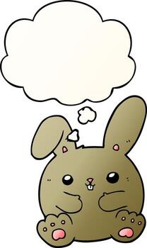 cartoon rabbit and thought bubble in smooth gradient style vector