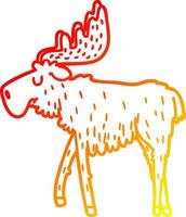 warm gradient line drawing cartoon moose vector